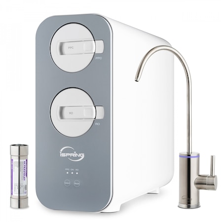 Ispring 800 GPD Tankless Reverse Osmosis System with LED UVF8 RO800G+UVF8